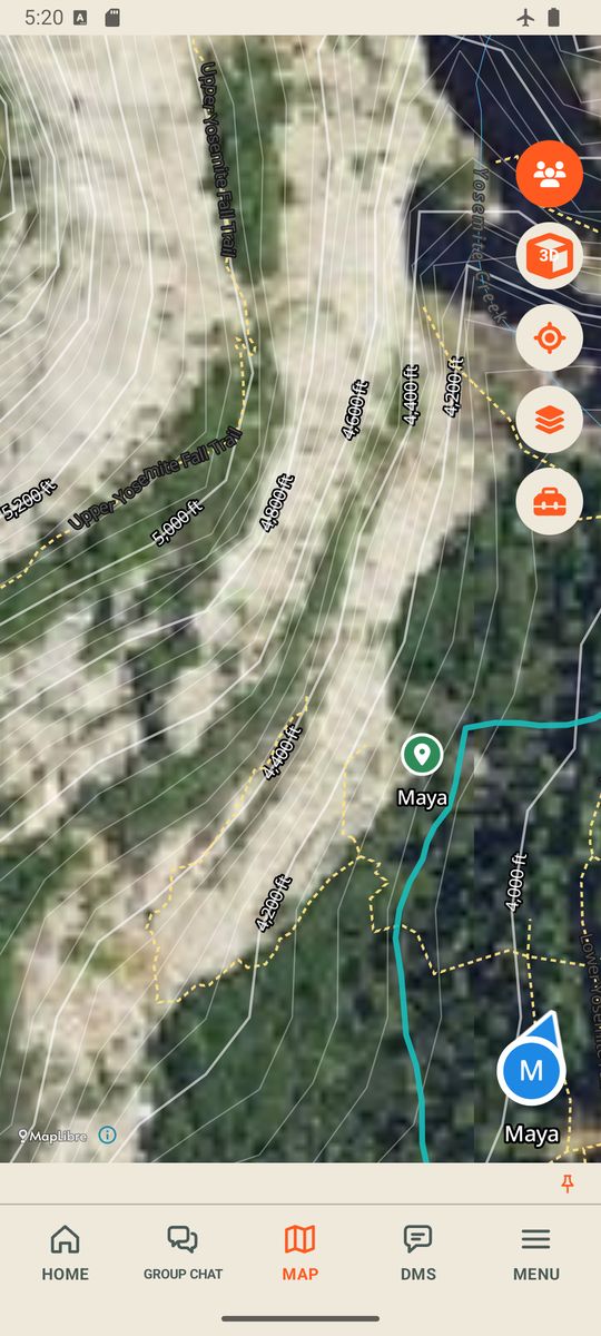 Signum aerial photo map with trails and contour lines