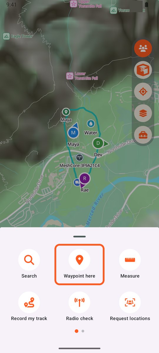 Map tools with Waypoint here circled