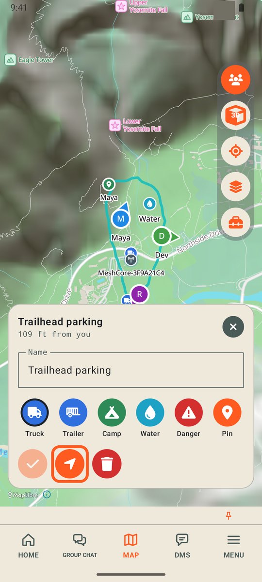 A waypoint's details with the Go to button circled