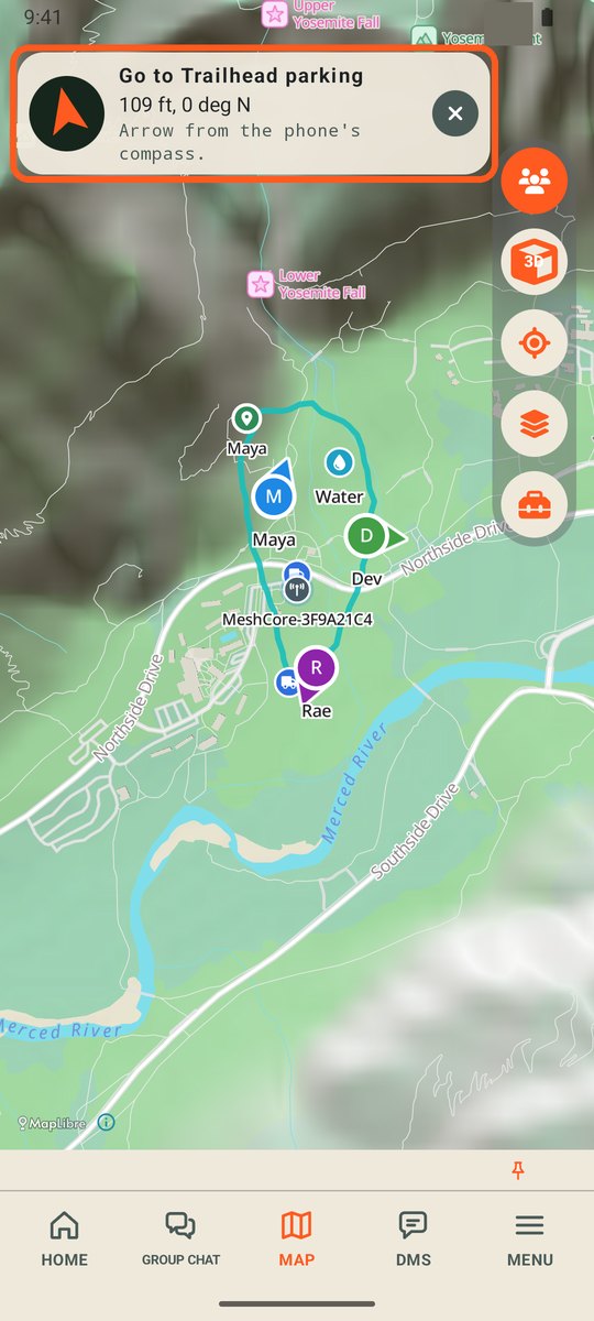 Go to banner with an arrow and the distance, circled
